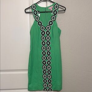 Lilly Pulitzer Green Dress with Navy and White Embroidery